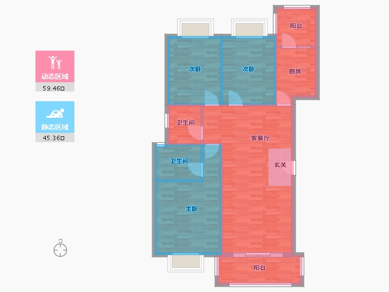 广东省-广州市-侨雅苑(花都区)1栋117m²-95.74-户型库-动静分区