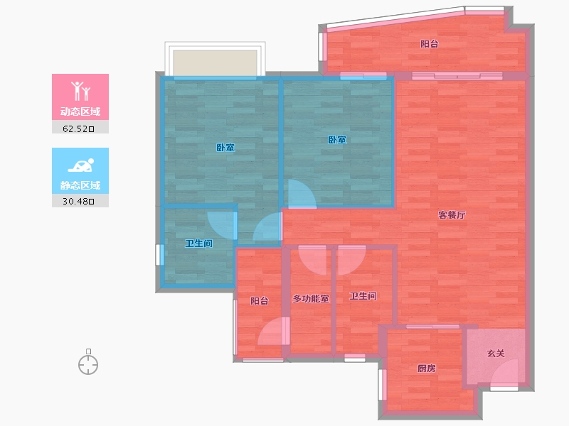 广东省-广州市-奥园誉湖湾4栋,5栋105m²-84.31-户型库-动静分区