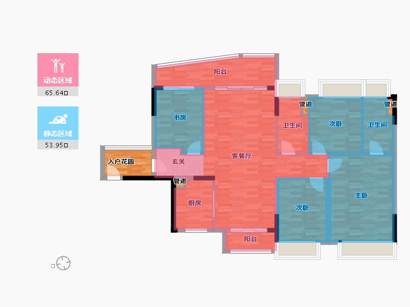 广东省-广州市-奥园誉湖湾6栋140m²-113.16-户型库-动静分区