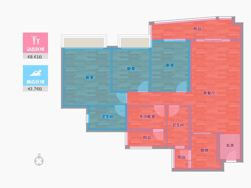 广东省-广州市-奥园誉湖湾4栋,5栋125m²-100.31-户型库-动静分区