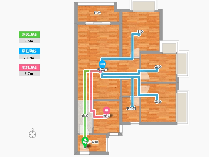 广东省-广州市-阳光城兰园翡澜花园05户型90m²-72.86-户型库-动静线