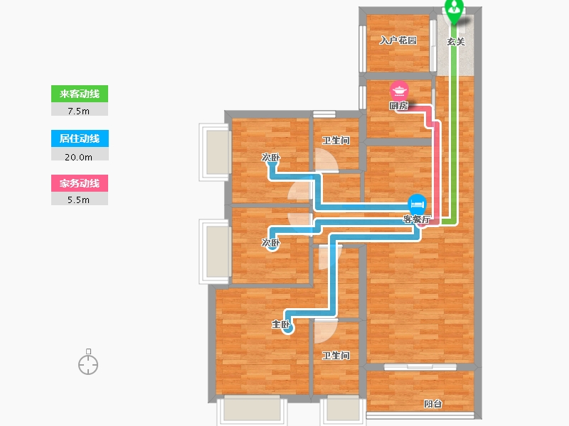 广东省-广州市-阳光城兰园翡澜花园02户型106m²-84.60-户型库-动静线