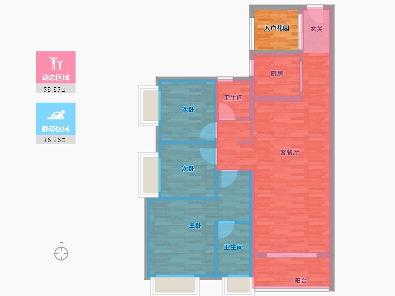 广东省-广州市-阳光城兰园翡澜花园02户型106m²-84.60-户型库-动静分区