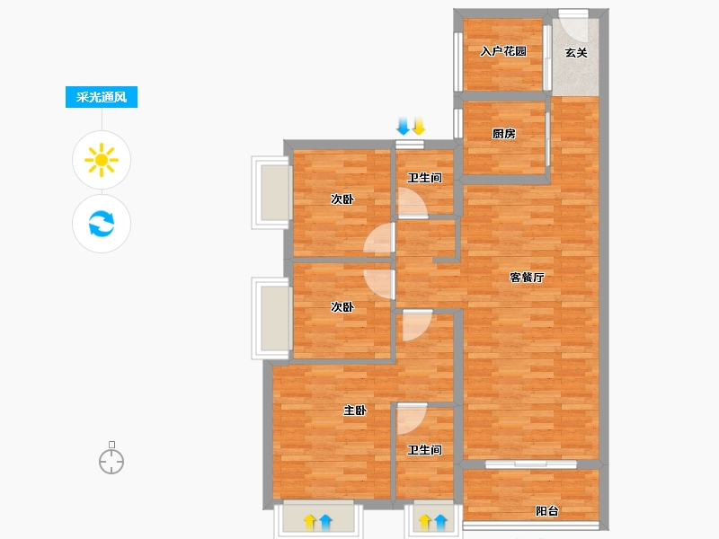 广东省-广州市-阳光城兰园翡澜花园02户型106m²-84.60-户型库-采光通风