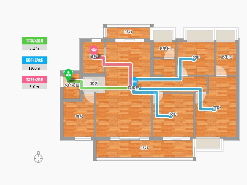 广东省-广州市-阳光城兰园翡澜花园04户型122m²-97.50-户型库-动静线