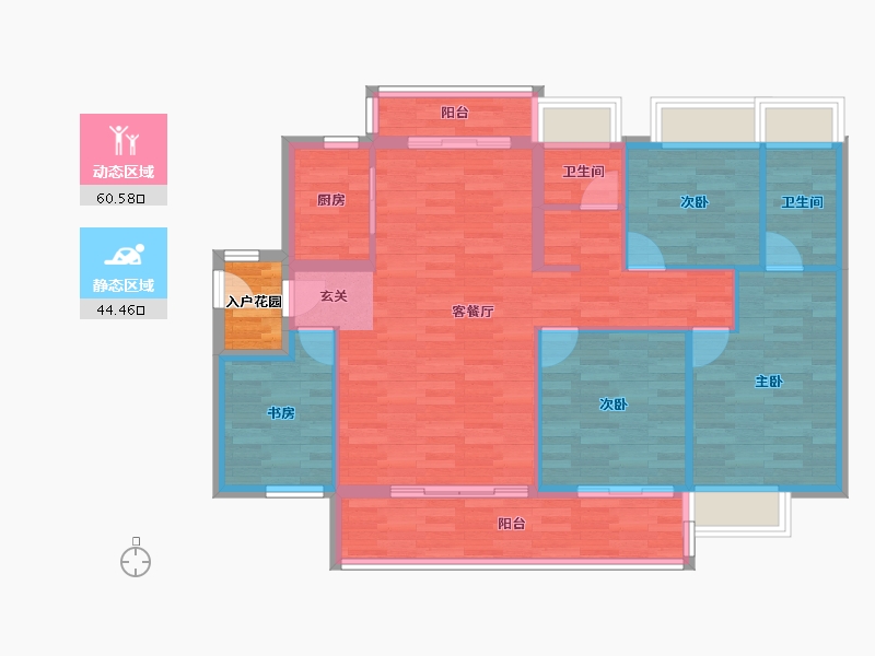 广东省-广州市-阳光城兰园翡澜花园04户型122m²-97.50-户型库-动静分区