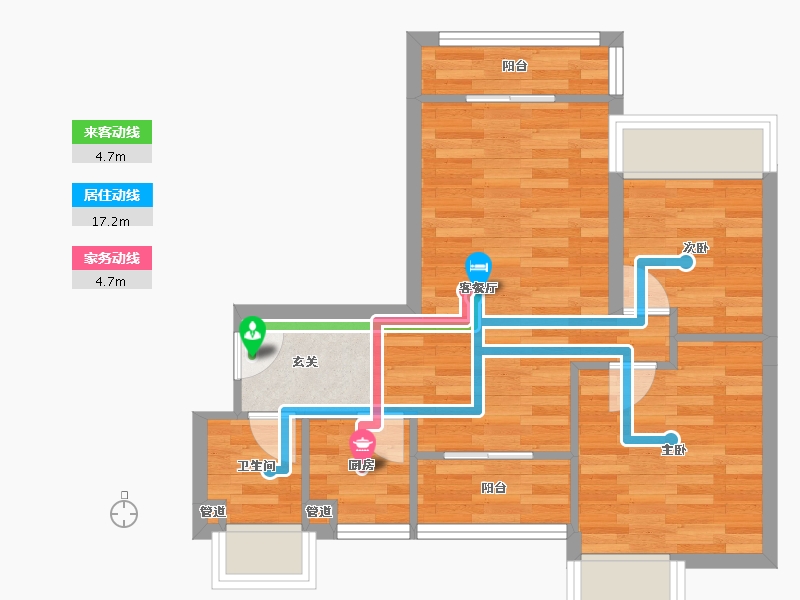 广东省-广州市-花悦台1栋1梯71m²-51.37-户型库-动静线