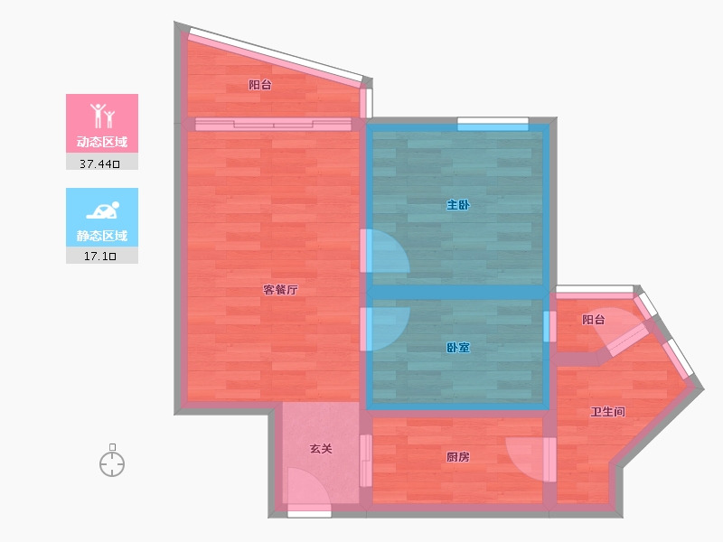 广东省-广州市-祈福万景峰19栋59m²-47.28-户型库-动静分区