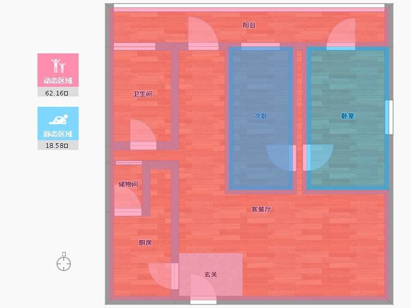 广东省-广州市-祈福万景峰17栋76m²-61.29-户型库-动静分区