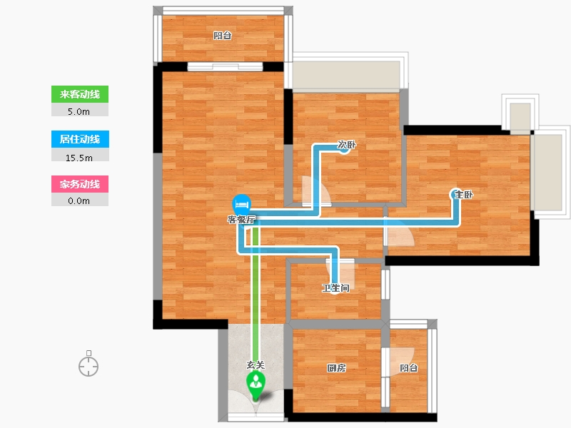 广东省-广州市-都湖国际3栋,2栋83m²-66.01-户型库-动静线