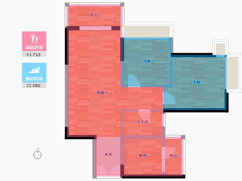 广东省-广州市-都湖国际3栋,2栋83m²-66.01-户型库-动静分区