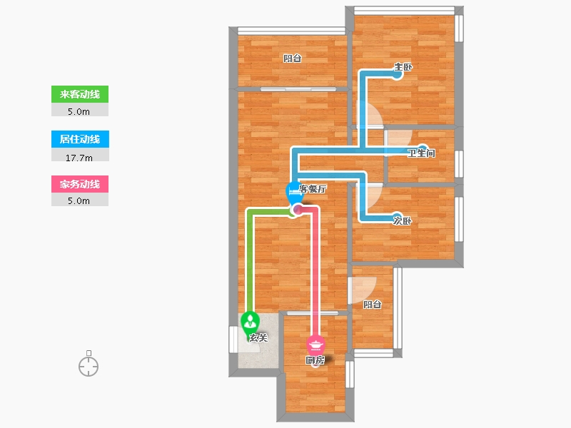 广东省-广州市-祈福黄金海岸22栋,23栋73m²-57.76-户型库-动静线