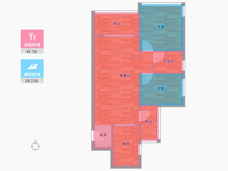 广东省-广州市-祈福黄金海岸22栋,23栋73m²-57.76-户型库-动静分区