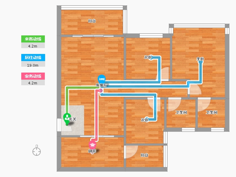 广东省-广州市-祈福黄金海岸22栋,23栋95m²-74.89-户型库-动静线