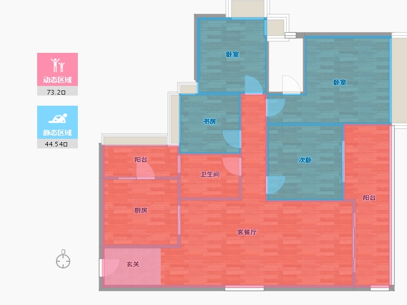 广东省-广州市-都湖国际2栋137m²-112.08-户型库-动静分区