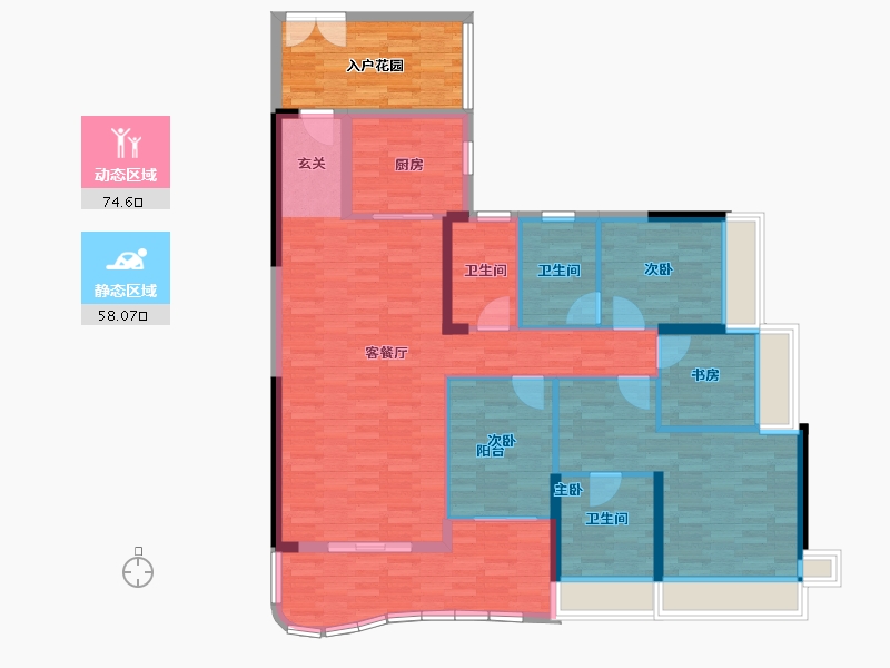 广东省-广州市-都湖国际3栋,2栋163m²-130.40-户型库-动静分区