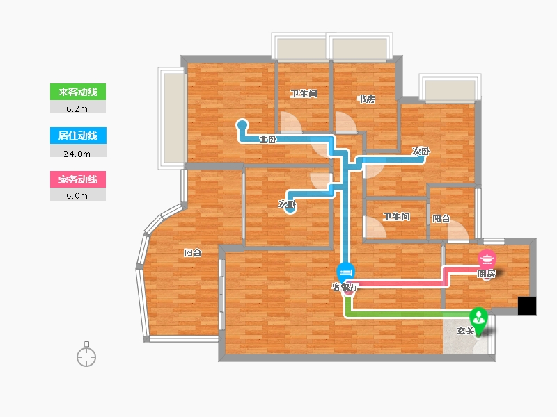 广东省-广州市-都湖国际3栋,1栋140m²-113.29-户型库-动静线