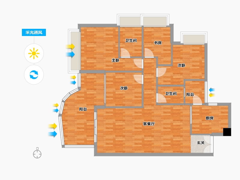 广东省-广州市-都湖国际3栋,1栋140m²-113.29-户型库-采光通风