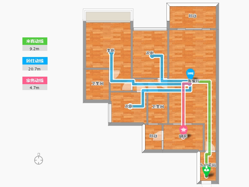 广东省-广州市-星尚花园3栋117m2-92.67-户型库-动静线