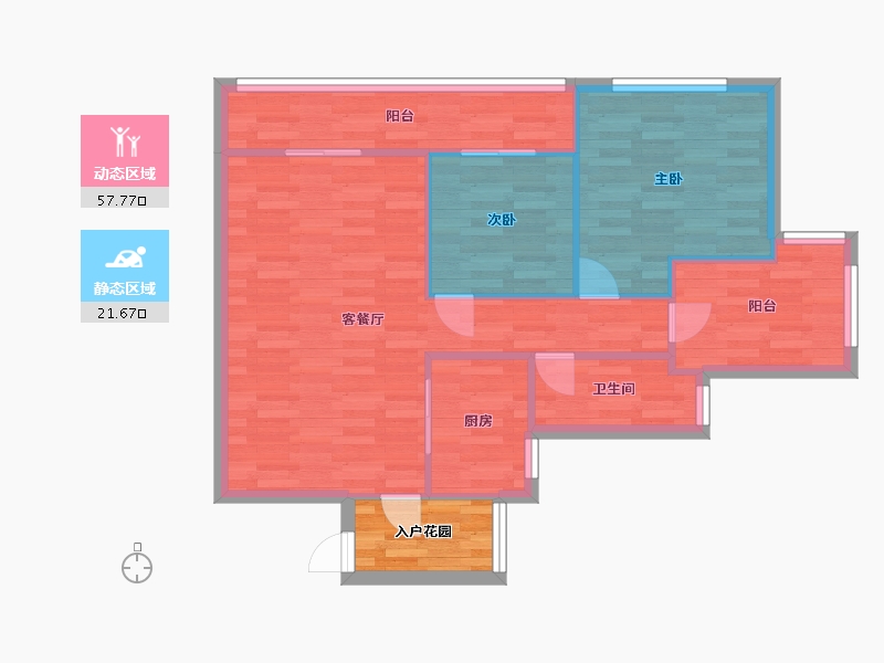 广东省-广州市-臻尚苑95m2-76.00-户型库-动静分区