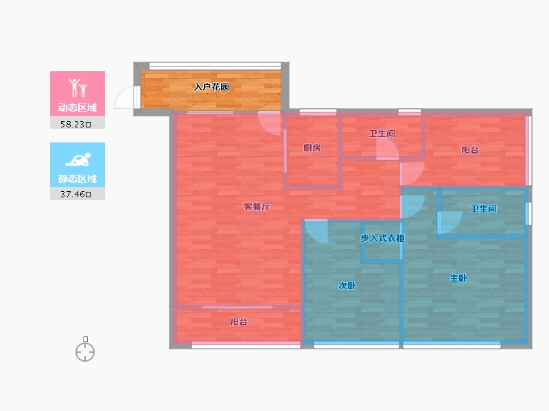 广东省-广州市-臻尚苑118m2-94.40-户型库-动静分区