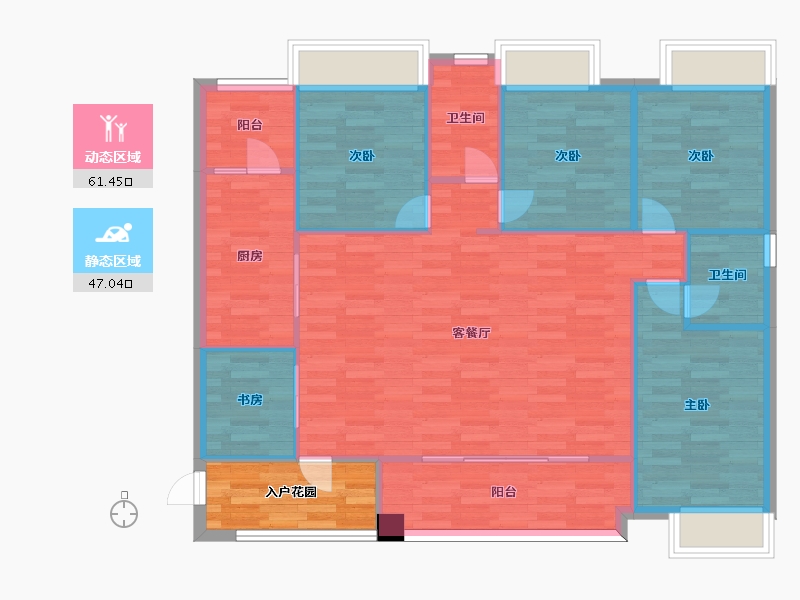 广东省-广州市-珠江铂世湾6,7栋131m2-104.80-户型库-动静分区