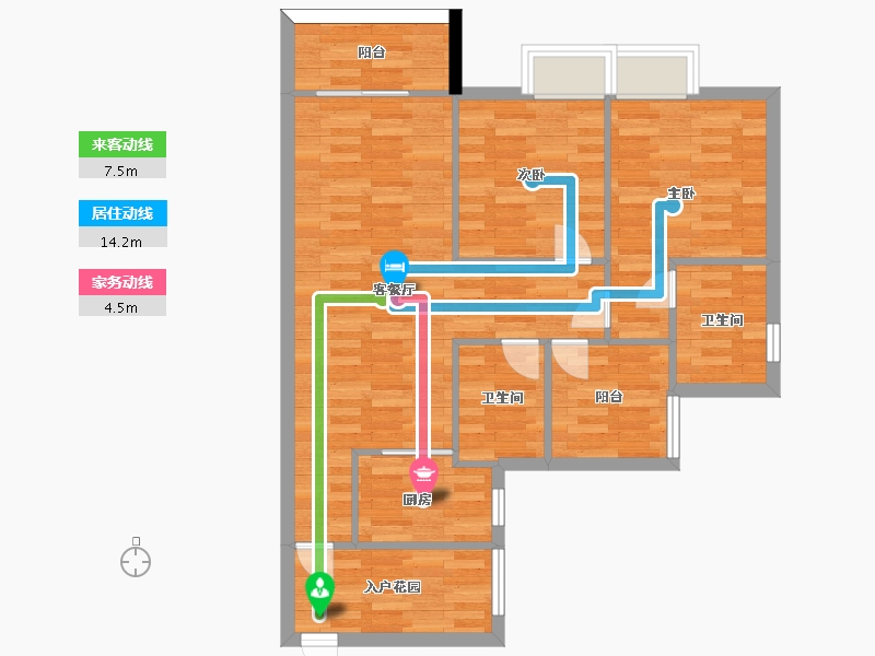 广东省-广州市-珠江铂世湾98m2-78.40-户型库-动静线