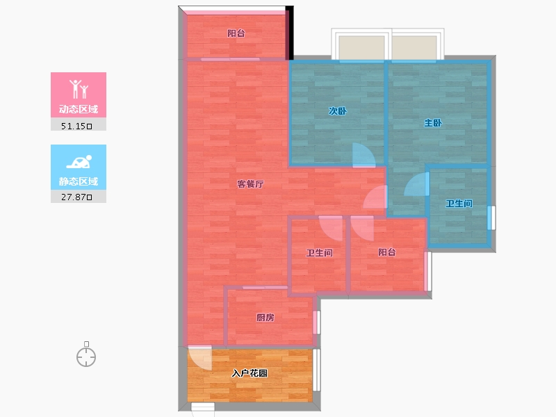 广东省-广州市-珠江铂世湾98m2-78.40-户型库-动静分区