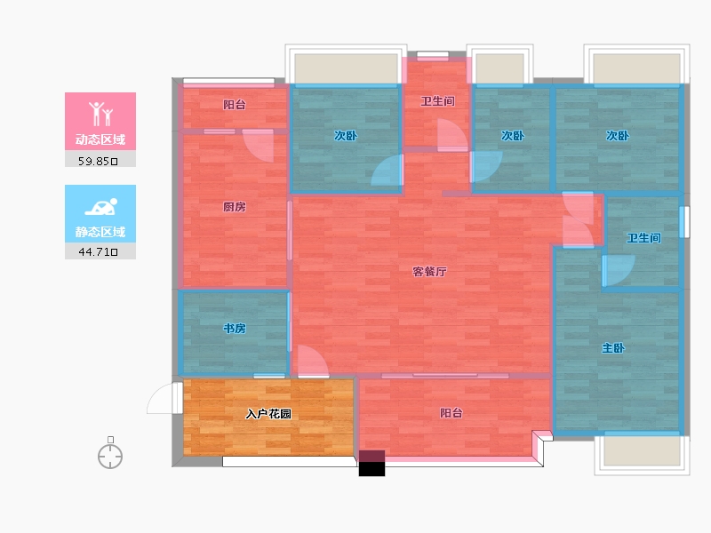 广东省-广州市-珠江铂世湾130m2-104.00-户型库-动静分区