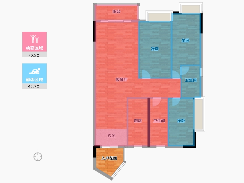 广东省-广州市-南华时代城42-3栋110m²-88.70-户型库-动静分区