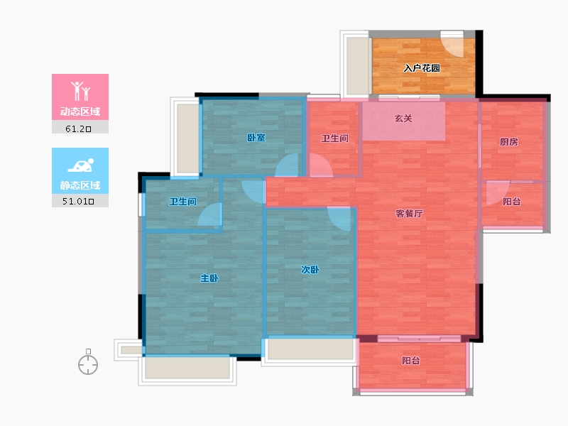 广东省-广州市-南华时代城42-3栋124m²-110.28-户型库-动静分区