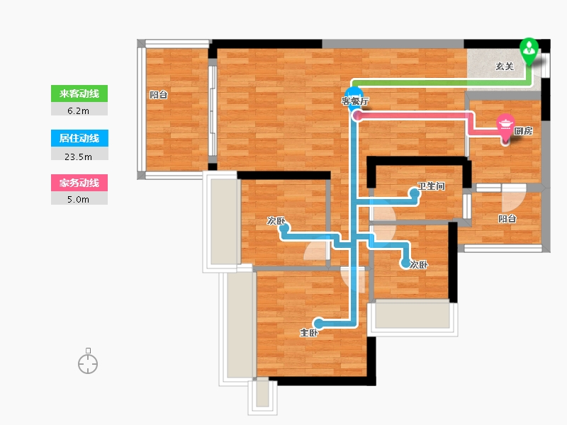 广东省-广州市-新鸿基御华园20栋88m²-70.40-户型库-动静线