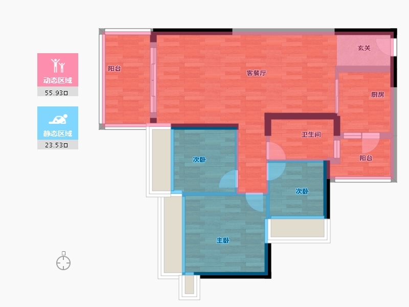 广东省-广州市-新鸿基御华园20栋88m²-70.40-户型库-动静分区