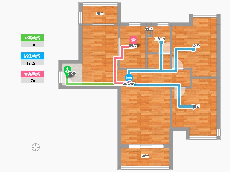 广东省-广州市-卓粤卓雅名苑6栋92m²-72.71-户型库-动静线