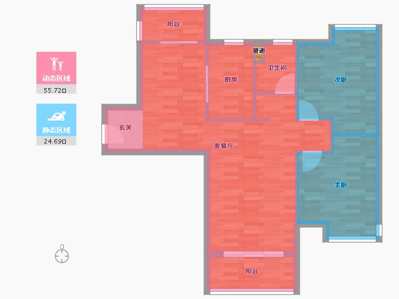 广东省-广州市-卓粤卓雅名苑6栋92m²-72.71-户型库-动静分区