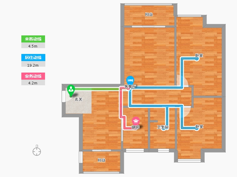 广东省-广州市-卓粤卓雅名苑6栋96m²-77.71-户型库-动静线