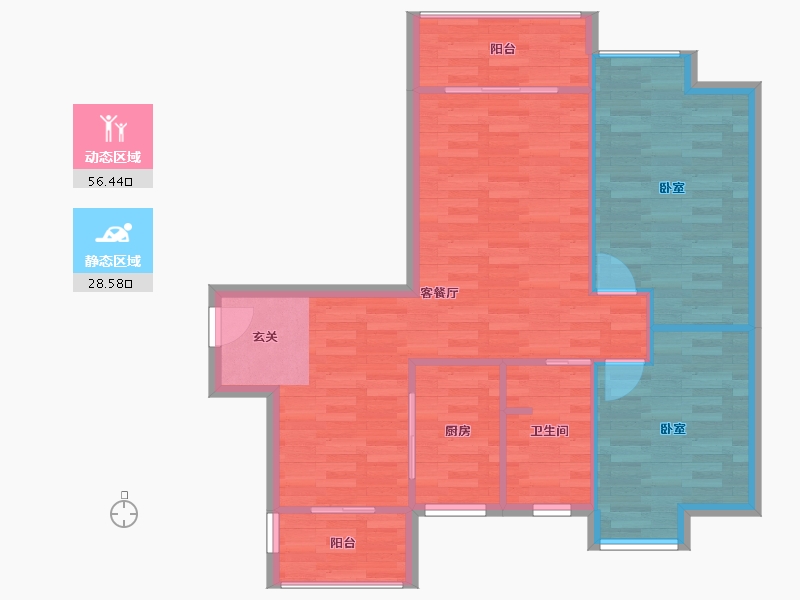 广东省-广州市-卓粤卓雅名苑6栋96m²-77.71-户型库-动静分区