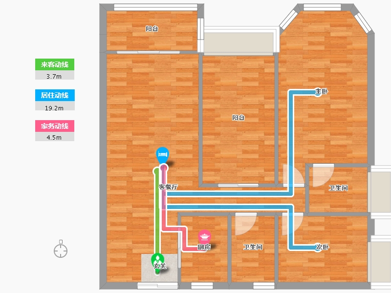 广东省-广州市-豪利花园丽景阁5栋95m²-88.64-户型库-动静线