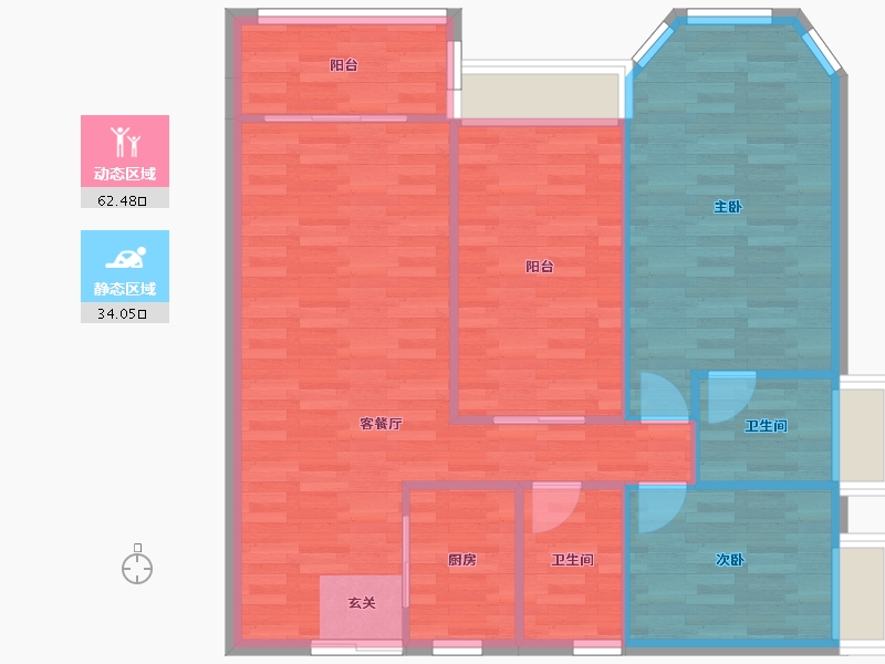 广东省-广州市-豪利花园丽景阁5栋95m²-88.64-户型库-动静分区