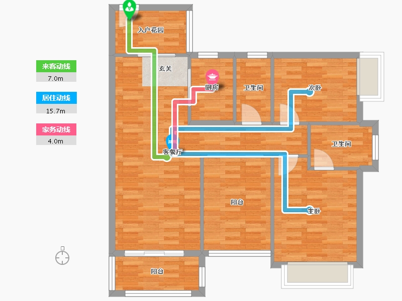 广东省-广州市-豪利花园丽景阁4栋97m²-84.62-户型库-动静线