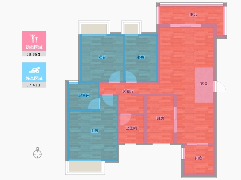 广东省-广州市-尚品雅居山语3栋110m²-87.07-户型库-动静分区