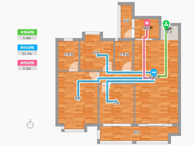 广东省-广州市-朗逸雅居2栋95m²-91.42-户型库-动静线