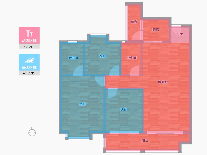 广东省-广州市-朗逸雅居2栋95m²-91.42-户型库-动静分区