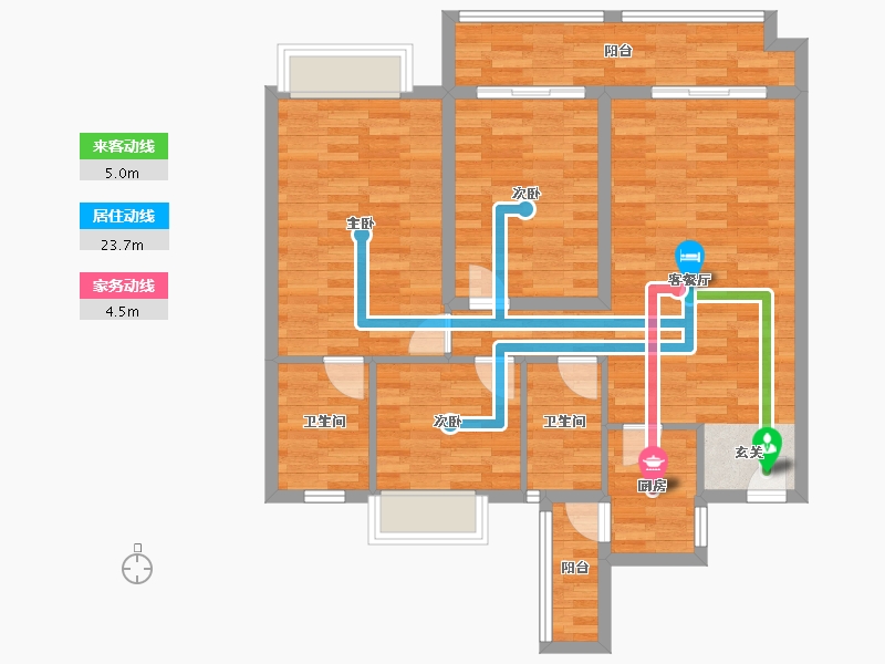 广东省-广州市-朗逸雅居2栋107m²-89.69-户型库-动静线