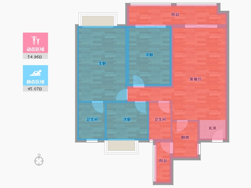 广东省-广州市-朗逸雅居2栋107m²-89.69-户型库-动静分区