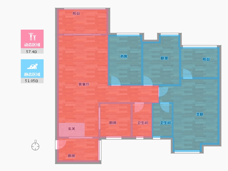 广东省-广州市-尚品雅居山语2栋124m²-99.20-户型库-动静分区