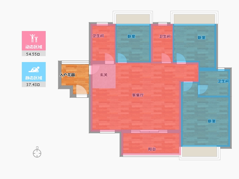 广东省-广州市-尚品雅居山语3栋109m²-87.20-户型库-动静分区