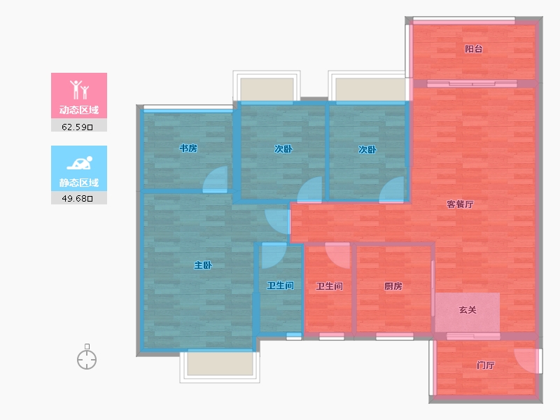 广东省-广州市-尚品雅居山语124平米户型124m²-101.78-户型库-动静分区