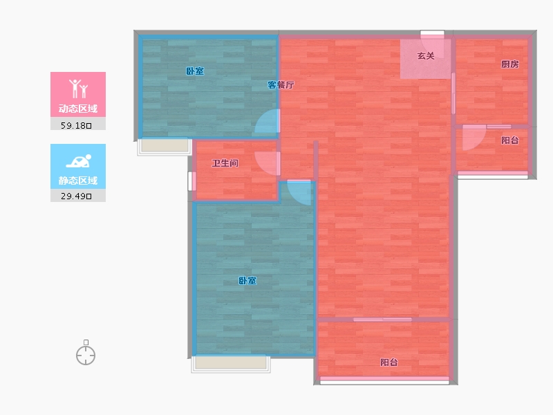 广东省-广州市-颐和盛世23栋,24栋102m²-81.60-户型库-动静分区