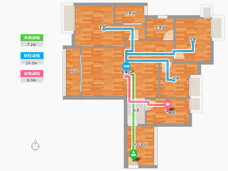 广东省-广州市-颐和盛世22栋108m²-83.99-户型库-动静线